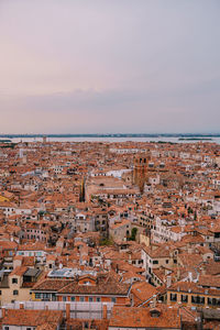 High angle view of townscape against sky