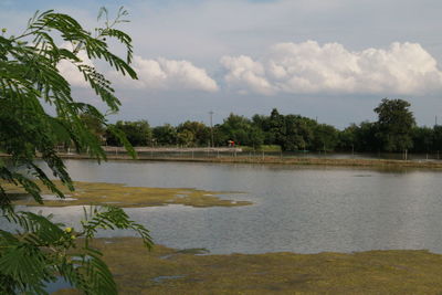 Scenic view of lake against sky