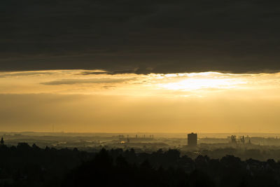 Scenic view of silhouette landscape against sky during sunset