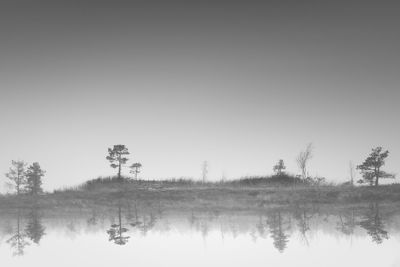 Scenic view of lake against clear sky