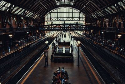 High angle view of traffic on railroad station