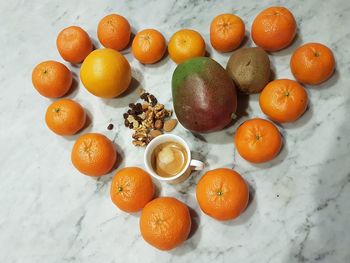 High angle view of orange fruits