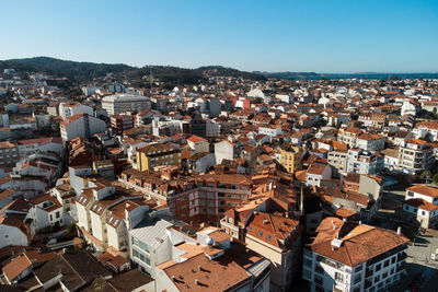 High angle view of townscape against sky