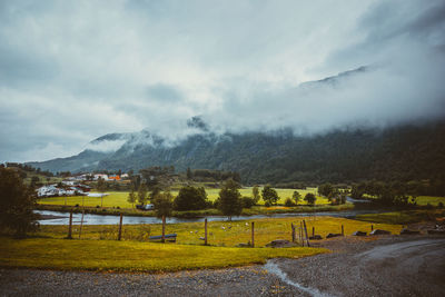 Scenic view of field against sky