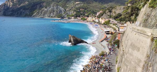 High angle view of people on beach