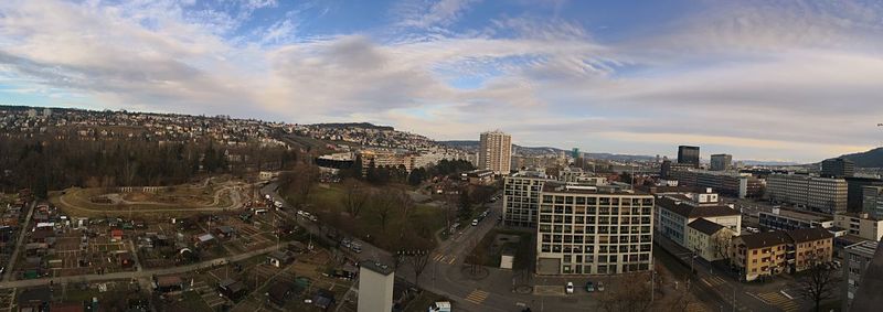 High angle view of city