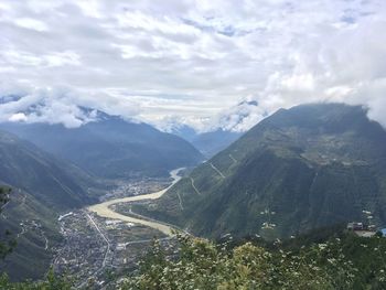 Scenic view of mountains against sky