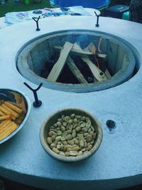 High angle view of food in container