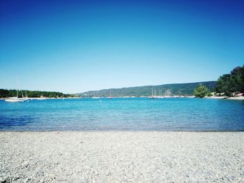 Scenic view of sea against clear sky