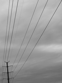 Low angle view of power cables against sky