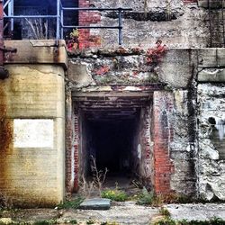 Closed door of old building