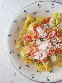 High angle view of breakfast in plate