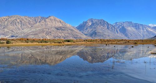 Reflection of mountain range in lake