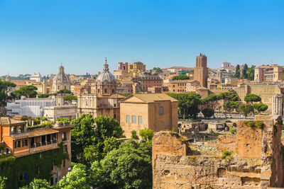 Panoramic view of the roman forum. view from the hill palatine.