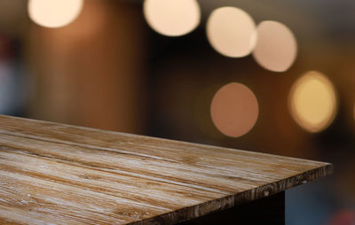 Close-up of wooden table