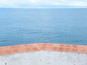 High angle view of swimming pool against sea