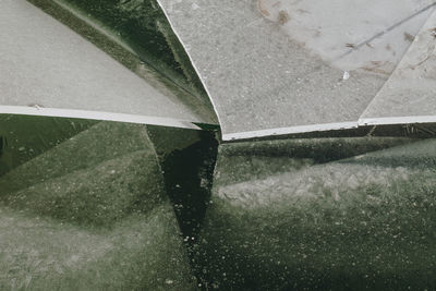 High angle view of wet flooring