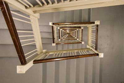 High angle view of spiral staircase at home