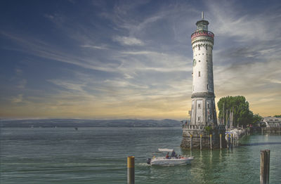 View on a lighthouse of the lake constance