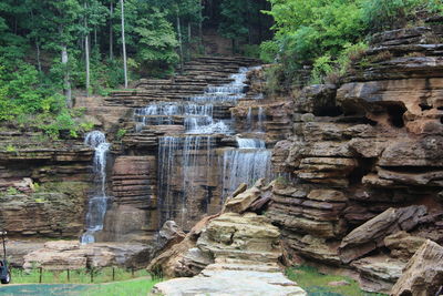 Scenic view of waterfall in forest