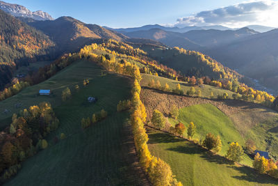 Autumn landscape of the romanian village, in transylvania