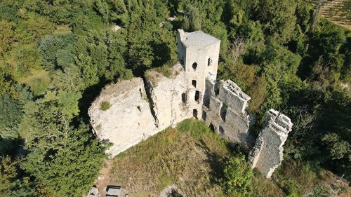 High angle view of historic building