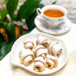 Close-up of tea served on table