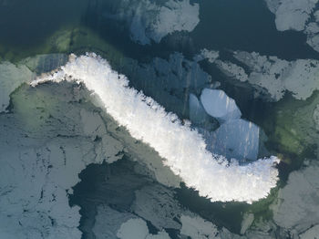 High angle view of frozen water
