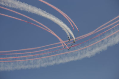 Low angle view of vapor trail against sky