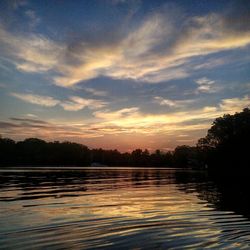 Scenic view of lake at sunset