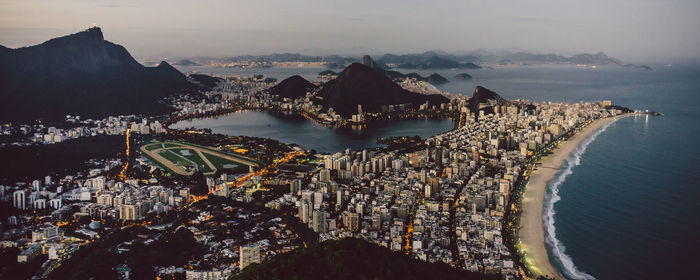 Aerial view of city at waterfront