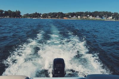 Looking off the back of a boat