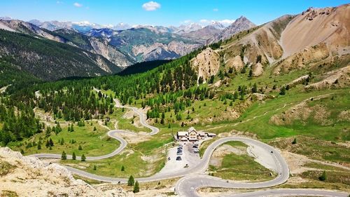 Scenic view of valley and mountains