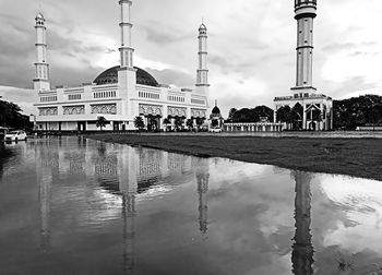 Reflection of building in water