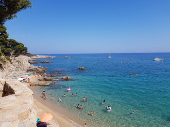 High angle view of people on beach