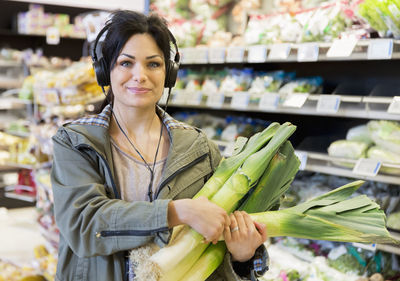 Smiling woman doing shopping