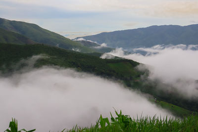 Scenic view of mountains against sky