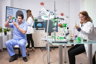 Female friends working at clinic