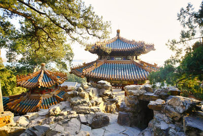 View of temple building against sky