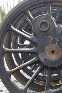 Close-up of metal wheel