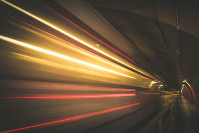 Light trails on road at night