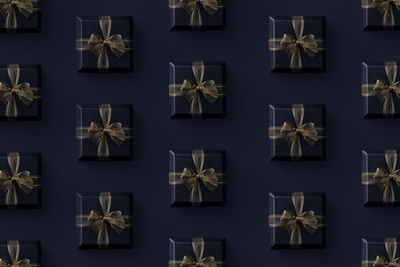 High angle view of candles in row