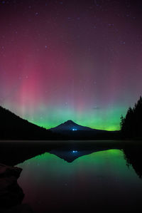 Scenic view of lake against sky at night