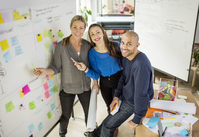 High angle portrait of business people in creative office