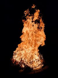 Close-up of bonfire against black background