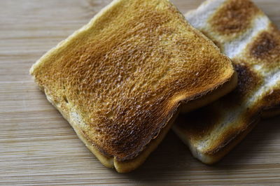 High angle view of bread on table