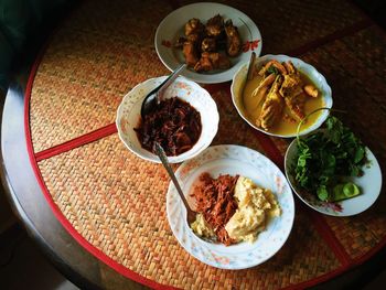 High angle view of food in plate