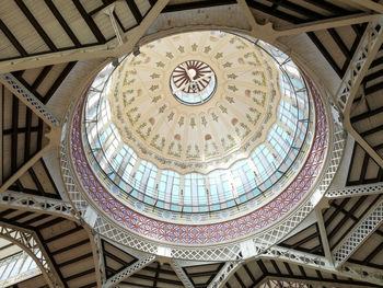 Low angle view of skylight in building