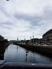 River in city against sky