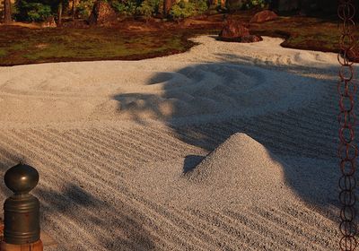 High angle view of shadow on sand